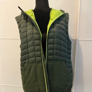 North Face Men’s Green Quilted Vest with Hood